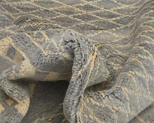 9 Feet Moroccan Gray Hand Woven Wool Runner Rug